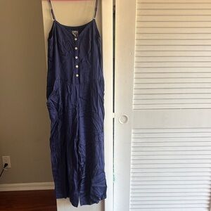 Chaser Navy Blue Spaghetti Strap Button-Front Jumpsuit